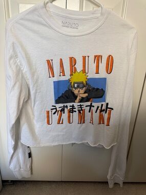 Naruto Uzumaki Graphic Crop Long Sleeve - White